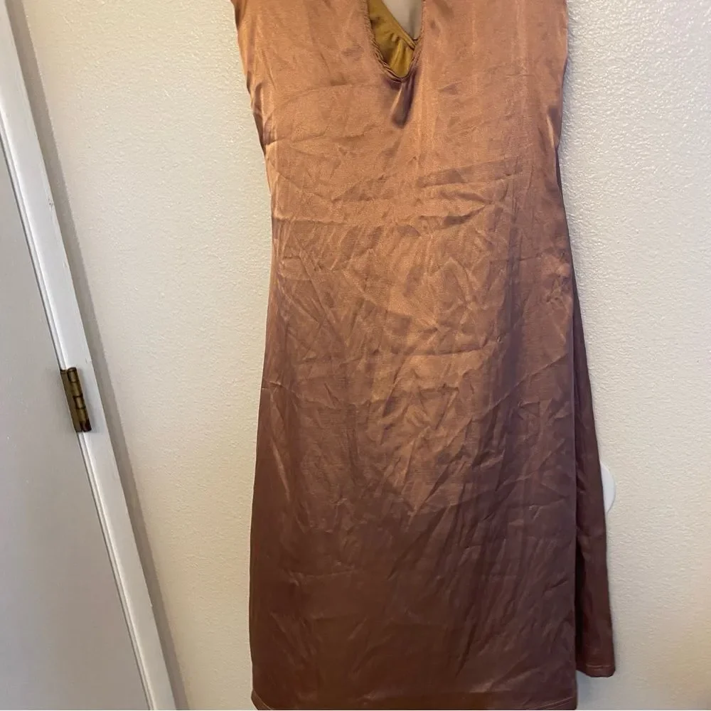 WEISSMAN Balera Elite Dance silky Charmeuse Mock Neck slip Dress D13067 MA adult
